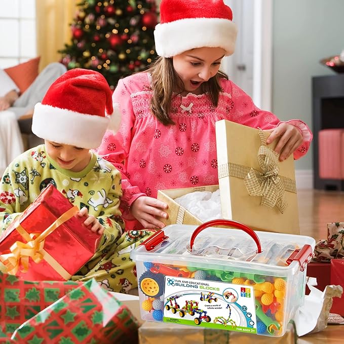 170 Pcs Building Toys for Kids Ages 4-8 with Toy Box Storage, Idea Guide, Building Blocks STEM Toys for 3 4 5 6 7 8 9 Year Old Creative Kids Activity, Christmas Birthday Gifts for Boys Girls