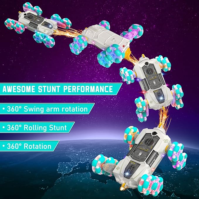 8WD Gesture Sensing Rc Stunt Cars Toys for Kids Age 6-13, Hand Controlled Stunt Car, 2.4Ghz Double-Sided Drift Stunt Car, Xmas Best Gift Ideas for Boys Girl Age 6 7 8 9 10 11 12+ Year (White)