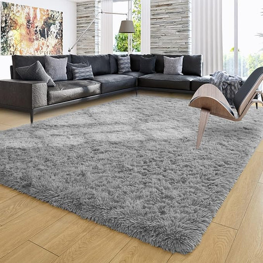 Ompaa Fluffy Rug, Super Soft Fuzzy Area Rugs for Bedroom Living Room - 6' x 9' Large Plush Furry Shag Rug - Kids Playroom Nursery Classroom Dining Room Decor Floor Carpet, Grey