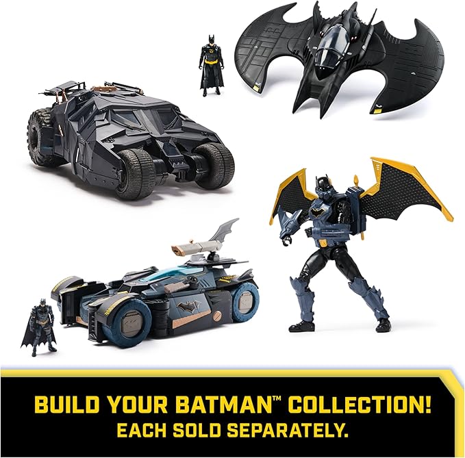 DC Comics Batman, Ultimate Transforming Batmobile Playset, 2-in-1 Playset with Exclusive Figure and Glider, Lights, Sounds, Kids Toys for Boys and Girls 4 and Up