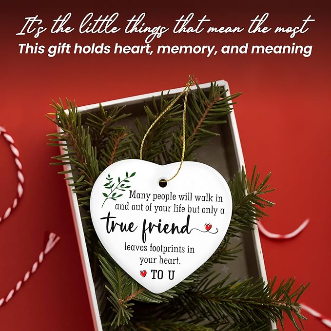 OASSIE Christmas Friendship Gifts for Women Men - Ceramic Friends Christmas Ornaments 2025 - Friendship Ornaments for Tree Decorations, Bestie Friend Birthday Gifts for Women, BFF Gift for Friend