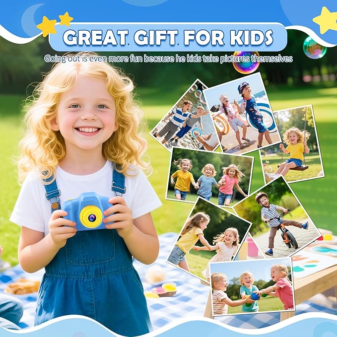 Desuccus Kids Camera Toys Christmas Birthday Gifts for Boys and Girls Kids Toys 3 4 5 6 7 8 9 Year Old HD Digital Video Camera for Toddler with 32GB SD Card (Blue)