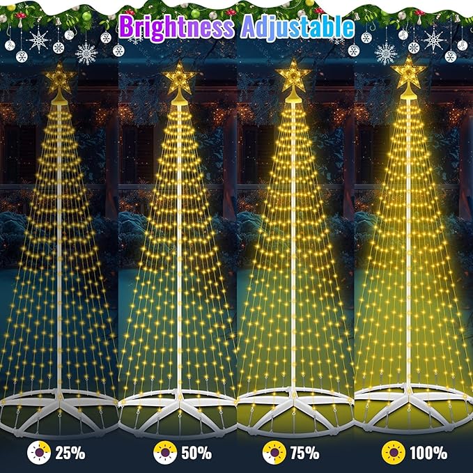 Smart Lighted Christmas Tree, 7.5Ft 310 LEDs Prelit Cone Tree Lights with Music Sync, Remote & APP Control, Million Colors DIY Artificial tree, Christmas Light Show Tree for Indoor Outdoor Decorations