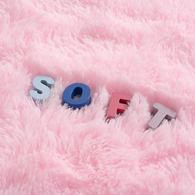 6x9 Pink Fluffy Rug for Girls Bedroom Soft Carpet, Large Cute Pink Fuzzy Shag Furry Area Rugs for Classroom Living Room Nursery Dorm Baby Kids Room Home Decor, Modern Indoor Non Slip Rug