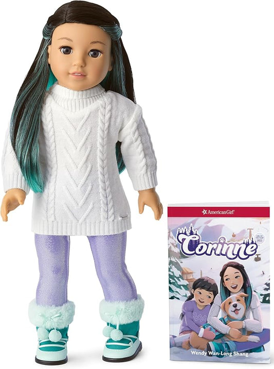American Girl Corinne Tan Girl of the Year 2022 18-inch Doll and Book with Sweater, Leggings, and Boots, For Ages 8+