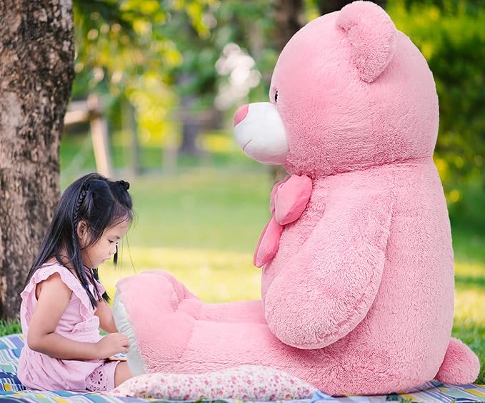 MorisMos Giant Teddy Bear 5ft Stuffed Animal for Girlfriend,Human Size Cuddly Teddy Pink Bear Toy for Valentine,Jumbo Stuffed Bear Plush 59 inch,Xmas Gifts for Women Kids Baby Shower Decor