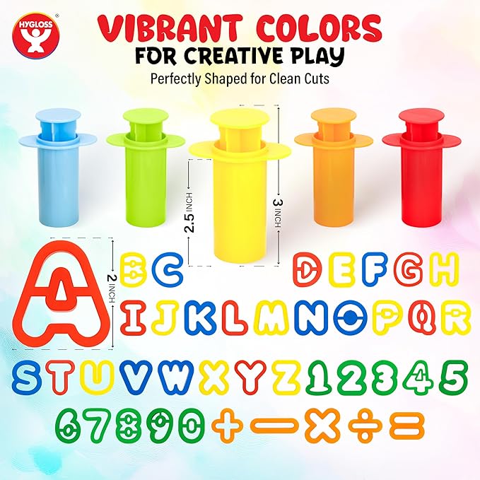 46 Pcs Dough Tools Set – Dough Extruders + Numbers & Alphabet Cutters Set – Educational Modeling Clay Tools – Preschool Toys & Toddler Activities – Arts & Crafts for Kids Ages 3-5