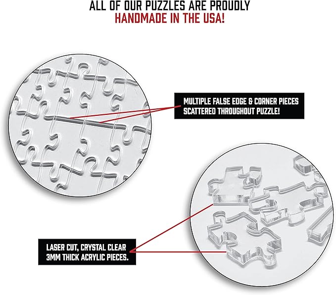 The Clearly Impossible Puzzle 500 Pieces Hard Puzzle for Adults (Acrylic, Jigsaw, 18.75x11 inches, 1 Pound, Made in USA)