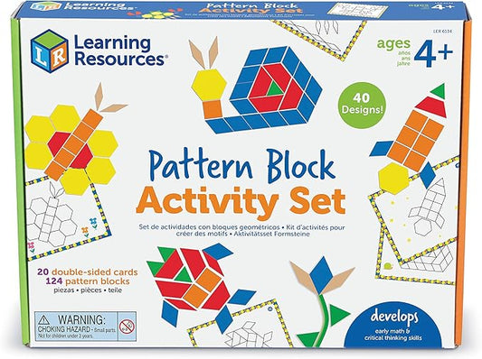Learning Resources Pattern Block Activity Set, 20 Double-Sided Cards, Ages 4+
