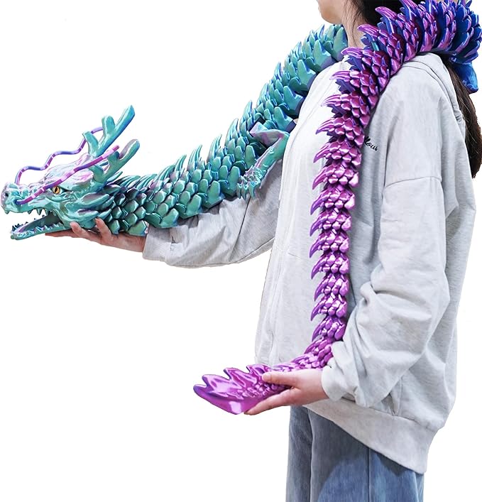 47.3inch Super Large 3D Printed Dragon Models,Flexible Joint Animal lacertid Figurines, 3D Printing Stuff Cheap,Stress Relief, Fidget restlessness, ADHD Toys, Surprise Fantasy Gifts (79inch)