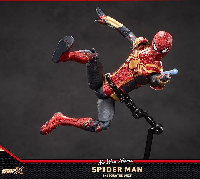 No Way HomeSpiderman Action Figures-7 Inch All Joints Movable Exquisite Collection Gift Toy (Gold & Red)