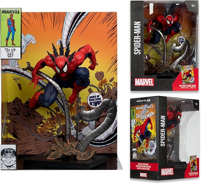 McFarlane Toys- Marvel Spider-Man 1:6th Scale Collectible with Scene & Comic (Marvel Tales #223)