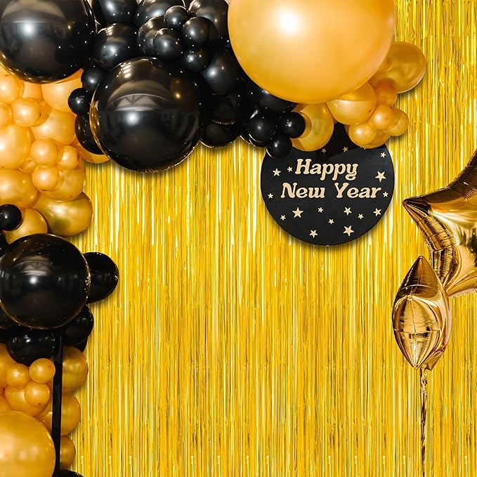 8 Pack 2025 Graduation Party Decorations, 3.28 FT x 7.05 FT Gold Backdrop, Metallic Graduation Photo Backdrop Grad Foil Curtains Party Streamer, Class of 2025 Decorations Grad Decor