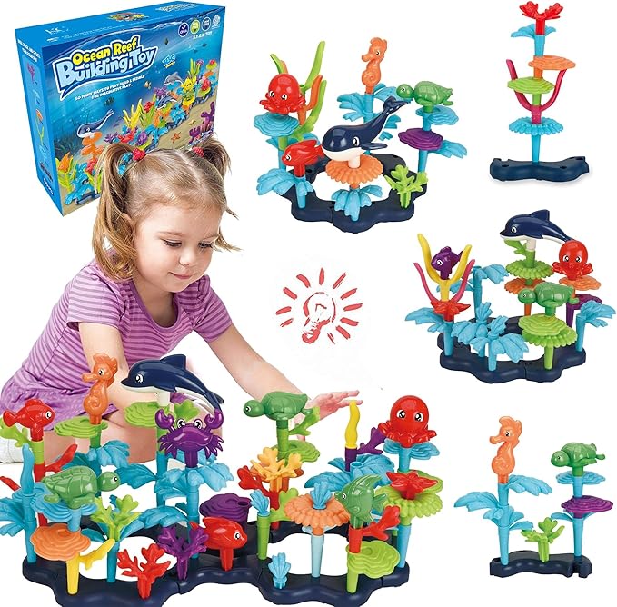 Ocean Reef 180pcs Building Set, STEM Toy for Kids Age 3, 4, 5, 6, Interlocking Toy Building Block