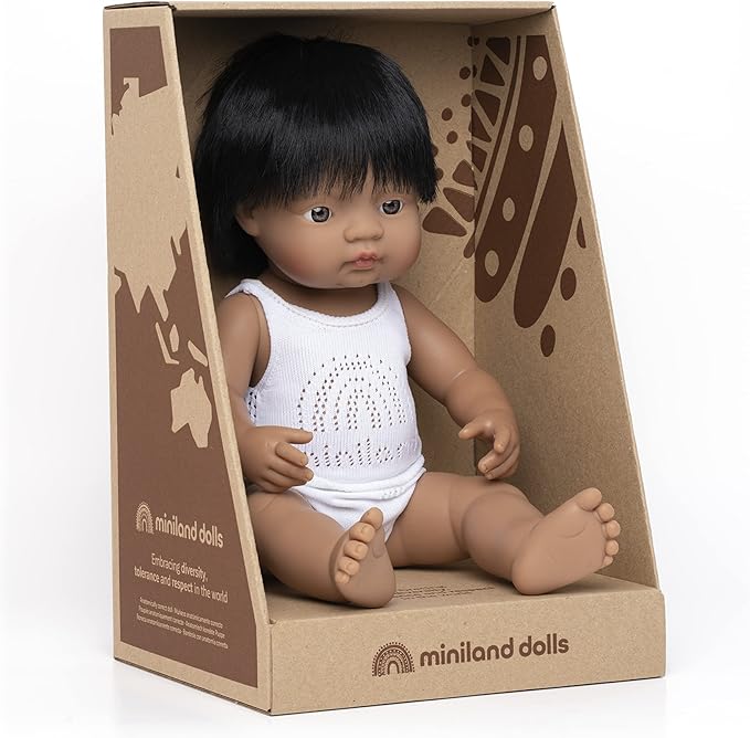 Miniland Doll 15'' Hispanic Boy (Box) - Made in Spain, Anatomically Correct, Quality, Inclusion