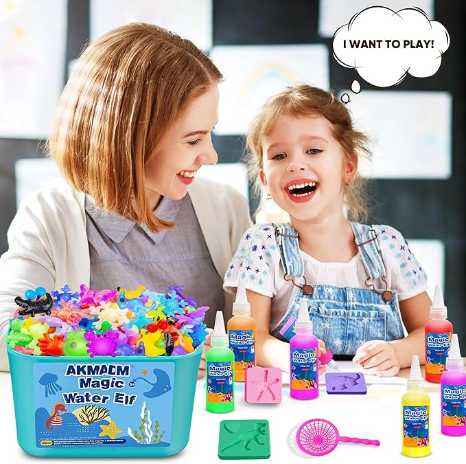 Magic Water Elf Toy Kit for Kids - Aqua Fairy Water Gel Kit - 12 Colors*60ml Squishy Maker Set - 18 Shape Molds - Arts & Crafts Water Elf Creation kit - Children's DIY Marine Life (12 Colors)