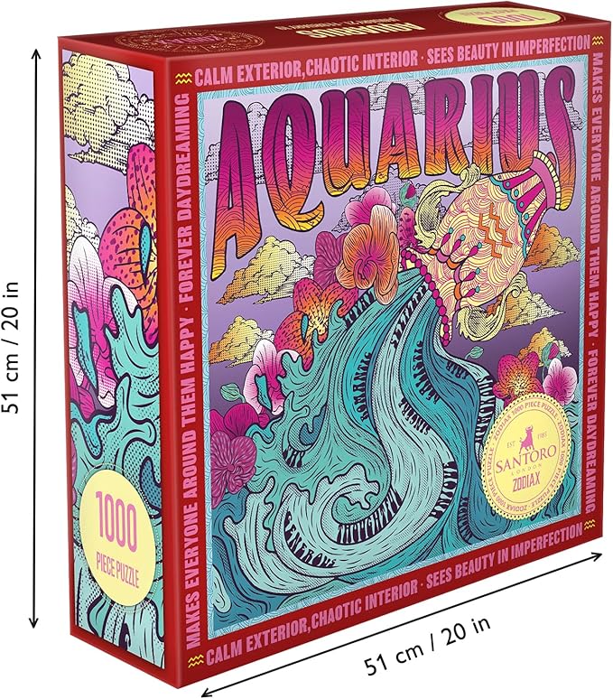 Zodiax - 1000 Piece Jigsaw Puzzle - Aquarius - Fun Birthday Gift For Kids, Adults | Astrology Gifts for Women and Men | Zodiac Horoscope Puzzle