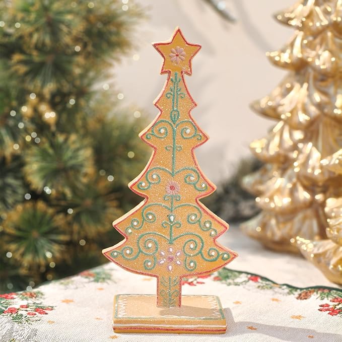 Gingerbread Tree Gingerbread Christmas Decorations Indoor Resin Christmas Tree Statue Decorations Kitchen Tabletop Xmas Decor