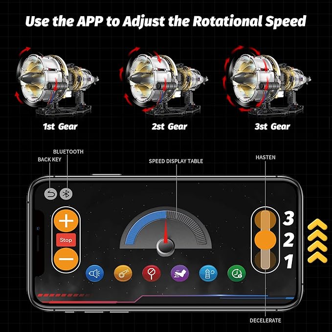 Jet Engine Model Kit That Runs, App Controlled Building Blocks Sets with Motor, Visible Aircraft Engine Building Kit for Adults & Kids 14+ Year Old (564 PCS)