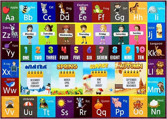 Alphabet Rug, 90" x 114" Educational & Imaginative Play Mat for Toddlers 2-4 Years, Soft Non-Slip Nursery Rugs & Playroom Floor Mat, Perfect for Classroom Decor