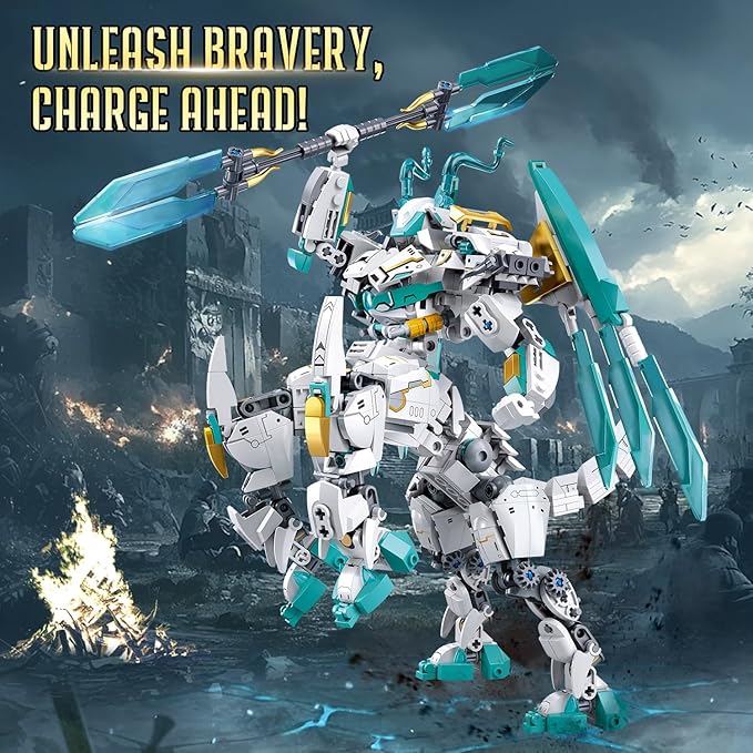 Mech Building Sets, 2 in 1 Transforming Dragon Warrior Building Toys for Adult and Kids Age 8 9 10 11 12, Compatible with Lego Mech Set, 731 PCS