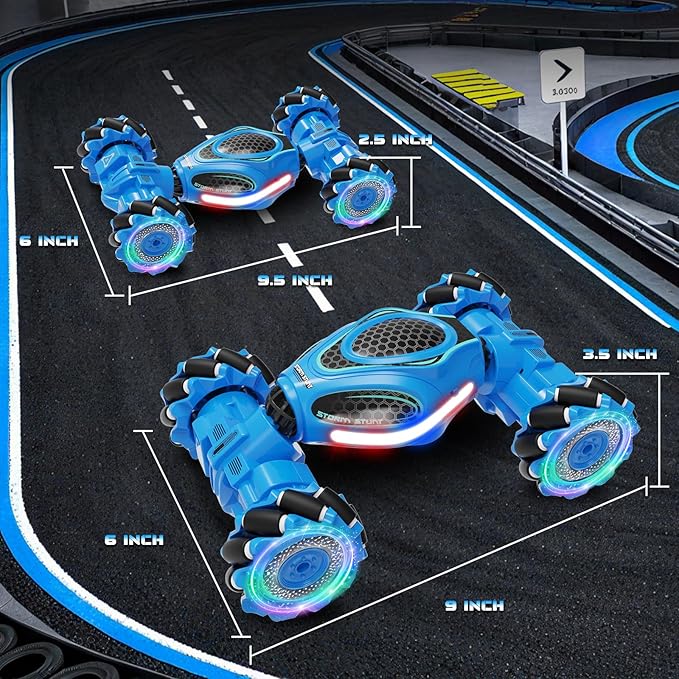 Gesture Sensing RC Stunt Car, Remote Control 2.4GHz 4WD Hand Controlled Car Toys for Boys and Girls Ages 6-12, 360° Rotating Drift RC Cars with Lights and Music, Ideal Birthday and Xmas Gift