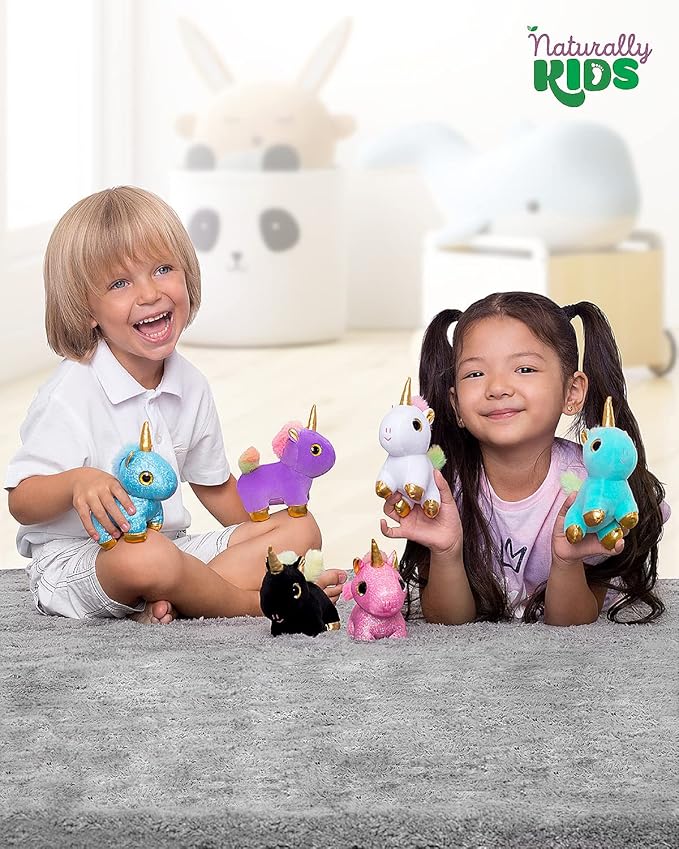 Naturally KIDS Stuffed Animal, Toddler Gifts for Boys, Girls, Plush Unicorn Toys Set 6