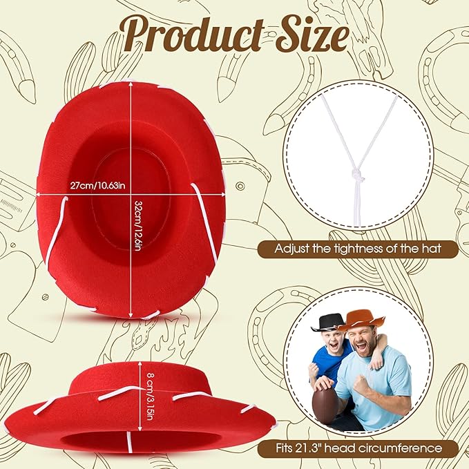 20 Pcs Children's Cowboy Hats Kids Party Cowboy Cowgirl Felt Hats for Western Halloween Birthday Costume(Brown, Black, Red, Pink)