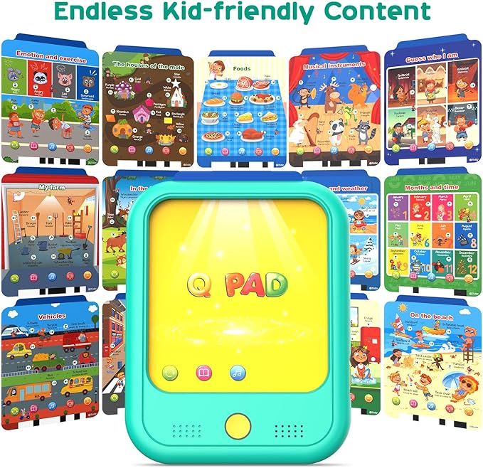 Kids Learning Tablet Educational Learning Pad for Toddlers 2-5 to Learn Alphabets, Numbers, Foods, Time, Music, Vehicles, Tablet Toy for Toddlers Ages 2 3 4 5 6 Years Old