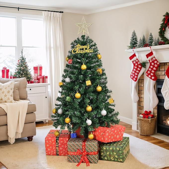 Bonnlo Artificial Christmas Tree, Upgraded Full 4ft Christmas Tree w/ 346 Branch Tips, Small Xmas Tree for Home, Office, Party Decoration, Green