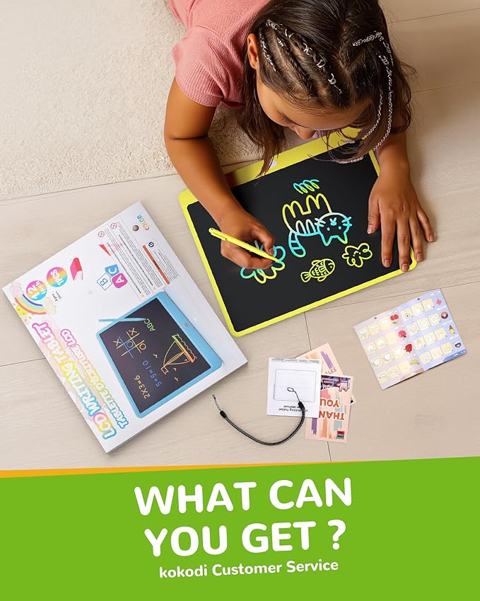 KOKODI LCD Writing Tablet, 16 Inch Colorful Toddler Doodle Board Drawing Tablet, Erasable Reusable Electronic Drawing Pads, Educational and Learning Toy for 3-6 Years Old Boy and Girls(Yellow)