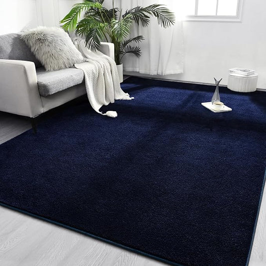 FlyDOIT Area Rugs for Bedroom Living Room, 6x9 Navy Blue Super Soft Comfy Thickened Memory-Foam Indoor Carpets, Modern Aesthetic Minimalist Carpet for Boys Girls Adults Apartment Nursery Home Décor