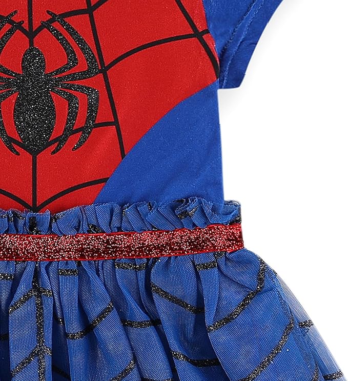 Marvel Spider-Man Girls Hooded Tulle Cosplay Dress for Toddler and Big Kids