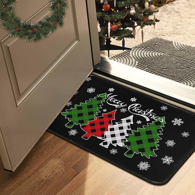 Christmas Doormat Outdoor Entrance Non-Slip Christmas Front Door Mat Xmas Decorative Washable Winter Holiday Welcome Doormat 17"x30" Merry Christmas Decor for Indoor Outdoor