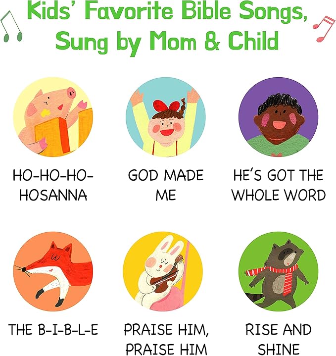 Sing Along with Jesus Christian Sound Books for Kids - 6 Bible Songs - Christening, Baptism Gifts for Boys and Girls - Religious Toys, Interactive Music Books for Toddlers - Baby Dedication
