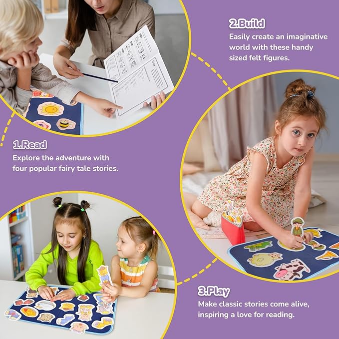 CHEFAN 12 Pack Felt Storyboard Pieces for Toddler, Flannel Board Stories for Preschool Activities, Old McDonald Had a Farm and 11 Other Stories.