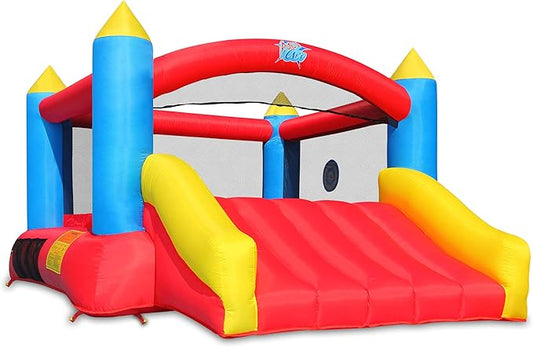 ACTION AIR [Updated Version] Bounce House, Inflatable Bouncer with Air Blower, Jumping Castle with Slide, Family Backyard Bouncy Castle, Durable Sewn with Extra Thick Material, Idea for Kids (C-9745)