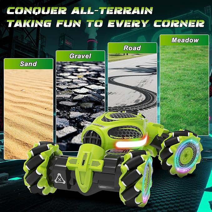 Hand Controlled RC Car, 2.4Ghz 4WD Gesture Sensing RC Stunt Car Toys for Boys and Girls Ages 6-12, 360° Rotating Drift Cars with Lights and Music, Ideal Birthday and Xmas Gift