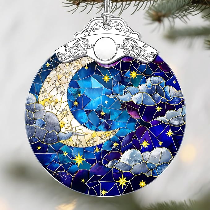 Night Sky Christmas Ornaments: Christmas Tree Ornaments, Holiday Decor for Star and Moon Lover, Stocking Stuffers, Gift Ideas, Xmas Gifts & Gifts for Art Lover