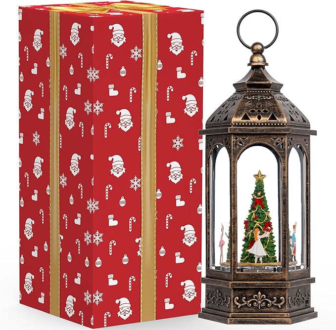 12.8'' Rotating Nutcracker Suite Scene Musical Lighted Christmas Tree Snow Globe Water Lantern with Swirling Glitter Decoration