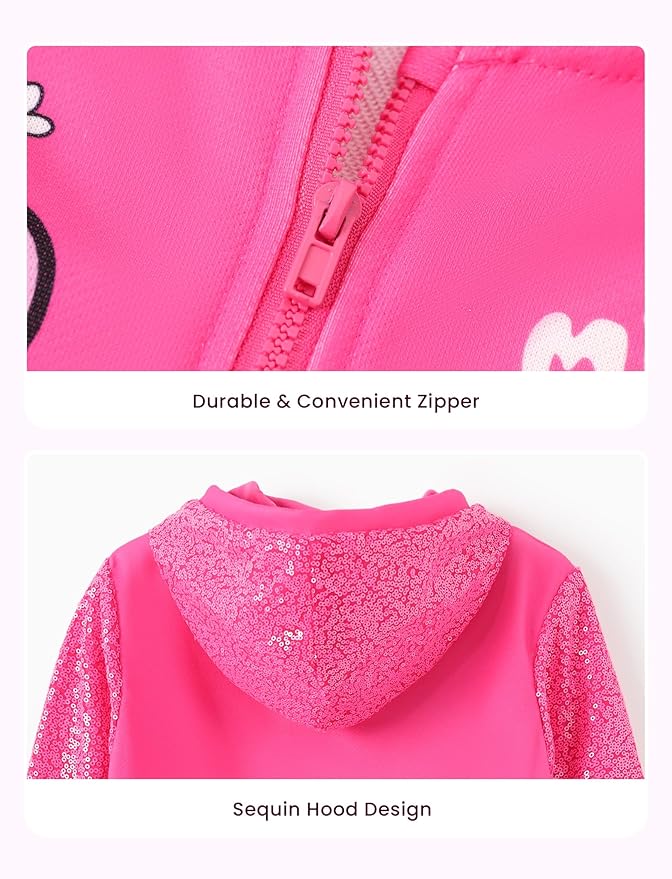 Disney Frozen Elsa Stitch Minnie Mouse Toddler Girl Jacket Sequin Zipper Hoodie Sweatshirt Coat Birthday Clothes 3-13 Years