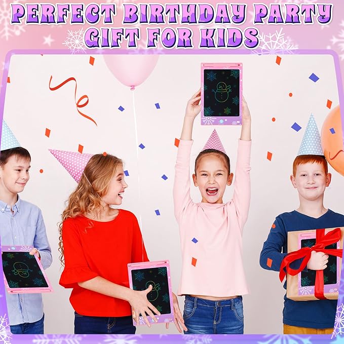 Nezyo 12 Pack Large Snowflake Party Favors LCD Writing Tablet for Kids 8.5 Inch Frozen Party Favors Snowflake Drawing Tablet Erasable Reusable Electronic Drawing Pads for Birthday Supplies Gifts