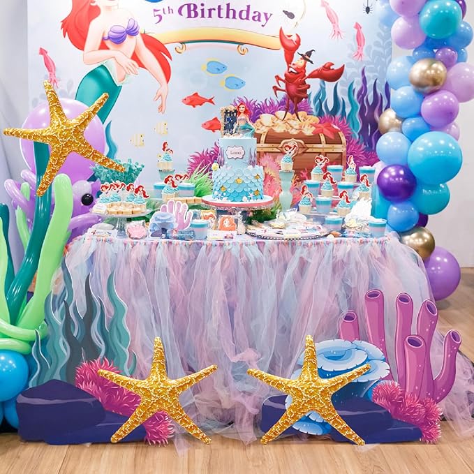 3PCS Inflatable Starfish Balloons, Under The Sea Party Decorations Mermaid Ocean Theme Birthday Baby Shower Pool Beach Party Supplies