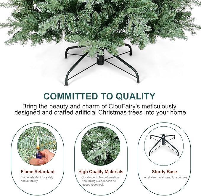 9 FT Artificial Skinny Christmas Tree,Unlit Blue Spruce Slim Pencil Xmas Tree with 2545 PE&PVC Mixed Branch Tips,Hinged Pine Tree with Metal Stand for Home Office Décor