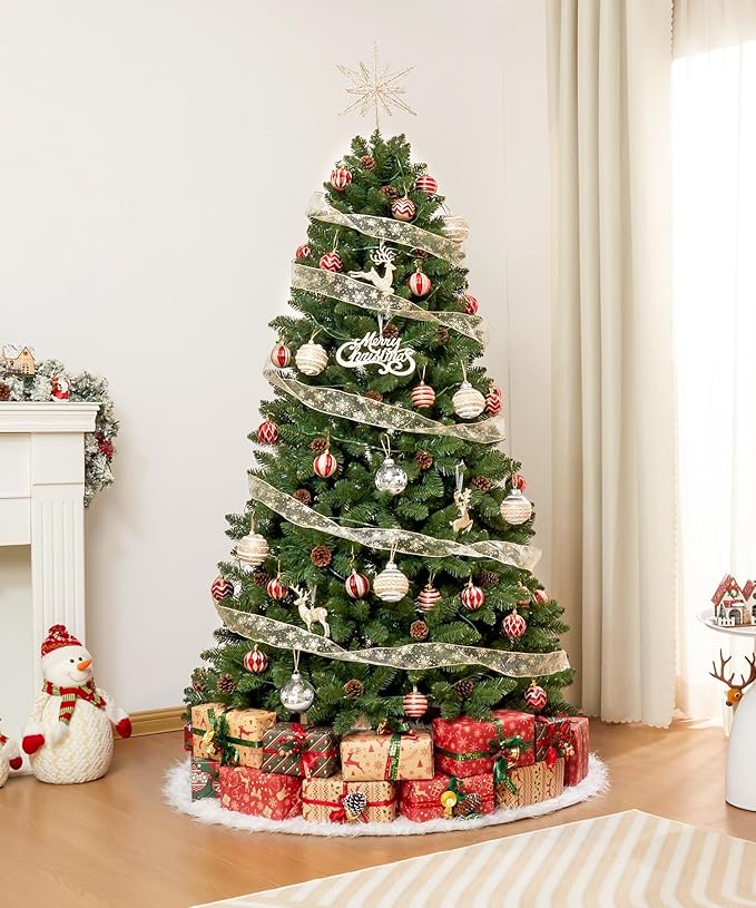 6FT Unlit Realistic Artificial Christmas Tree with Pinecones - Full PVC Xmas Tree for Indoor Holiday Decoration, Easy Assembly