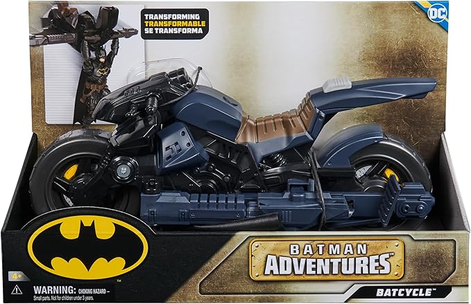 DC Comics, Batman Adventures, Batman Batcycle, Transforming 2-in-1 Batcycle & Batglider, Figure Compatible, Super Hero Kids Toy for Boys and Girls 4+