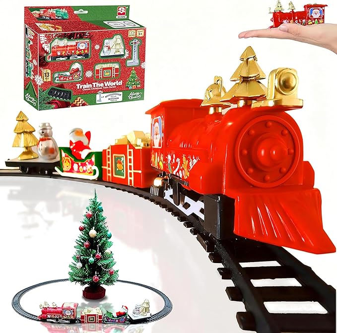 Mini Classic Christmas Train Set for Kids Ages 3-7, Battery-Powered Xmas Train for Under Christmas Tree, for Boys and Girls