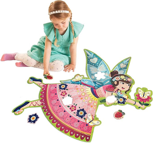 Peaceable Kingdom Shimmer & Glitter Fairy Floor Puzzle – 50pc Giant Floor Puzzle for Kids Ages 5 & up – Fun-Shaped Puzzle Pieces – Great for classrooms