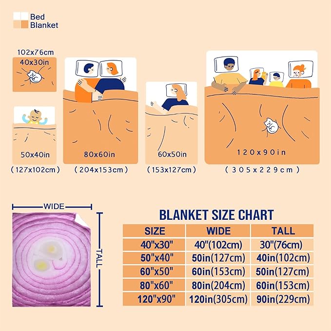 Onion Blanket Fleece Lightweight Throws Gift for Birthday Christmas Soft Flannel Blankets for All Season Bed Sofa Kid Size-40"x50"