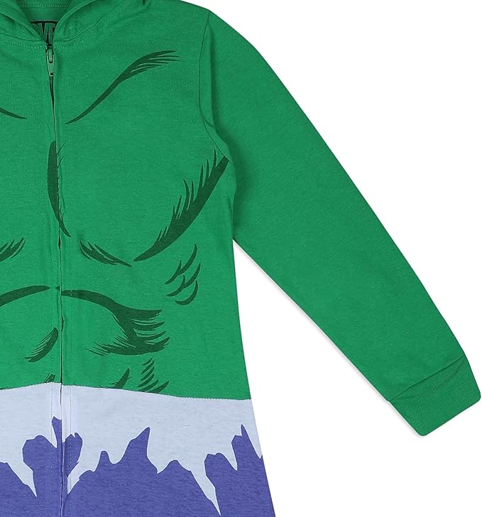 Marvel Hulk, Captain America, Iron Man or Spider-Man Boys Zip Up Hooded Coverall for Infant and Toddler